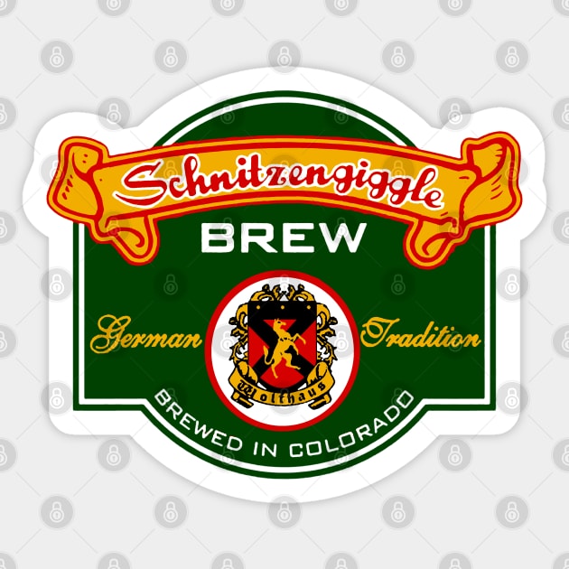 Schnitzengiggle Brew Sticker by thedeuce